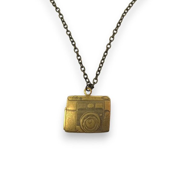 Vintage Antiqued Camera Oxidized Aged Necklace - Picture 3 of 3